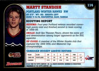 1999 Bowman CHL #114 Marty Standish Back