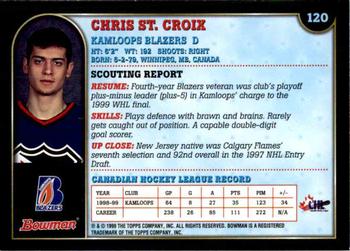1999 Bowman CHL #120 Chris St. Croix Back