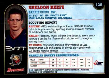 1999 Bowman CHL #125 Sheldon Keefe Back