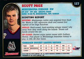1999 Bowman CHL #127 Scott Page Back