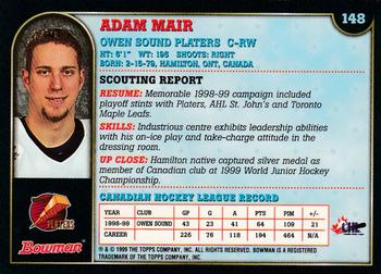 1999 Bowman CHL #148 Adam Mair Back
