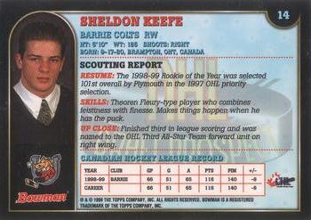 1999 Bowman CHL #14 Sheldon Keefe Back