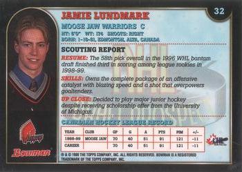 1999 Bowman CHL #32 Jamie Lundmark Back