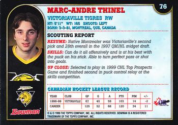 1999 Bowman CHL #76 Marc-Andre Thinel Back
