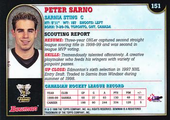 1999 Bowman CHL #151 Peter Sarno Back