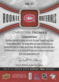 2013-14 Upper Deck - Rookie Materials #RM-CT Christian Thomas Back