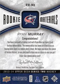 2013-14 Upper Deck - Rookie Materials #RM-MU Ryan Murray Back