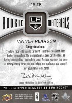 2013-14 Upper Deck - Rookie Materials #RM-TP Tanner Pearson Back