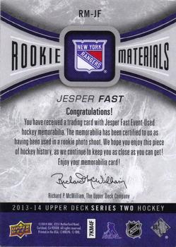 2013-14 Upper Deck - Rookie Materials #RM-JF Jesper Fast Back
