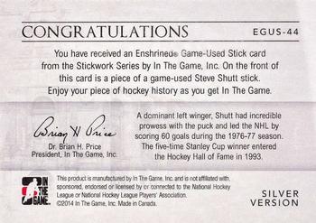 2013-14 In The Game StickWork - Enshrined Game Used Sticks Silver #EGUS-44 Steve Shutt Back