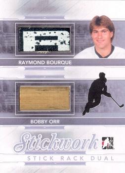 2013-14 In The Game StickWork - Stickrack Dual Silver #SRD-59 Raymond Bourque / Bobby Orr Front