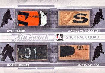 2013-14 In The Game StickWork - Stickrack Quad Silver #SRQ-09 Kyle Turris / Daniel Alfredsson / Robin Lehner / Jason Spezza Front