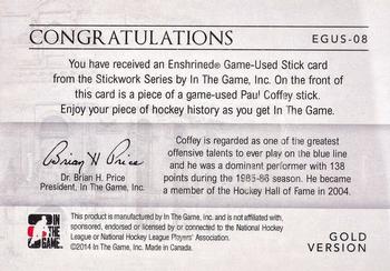 2013-14 In The Game StickWork - Enshrined Game Used Sticks Gold #EGUS-08 Paul Coffey Back