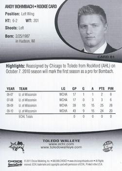 2010-11 Choice Toledo Walleye (ECHL) #1 Andy Bohmbach Back