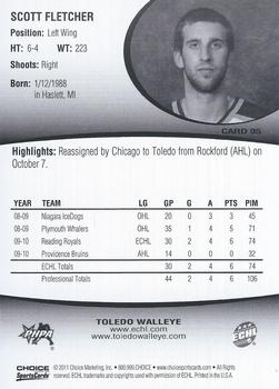 2010-11 Choice Toledo Walleye (ECHL) #5 Scott Fletcher Back