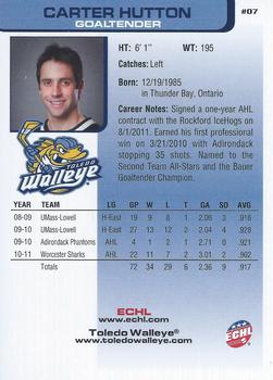 2011-12 Choice Toledo Walleye (ECHL) #7 Carter Hutton Back