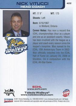 2011-12 Choice Toledo Walleye (ECHL) #22 Nick Vitucci Back