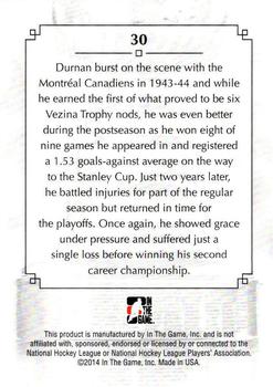 2013-14 In The Game Lord Stanley's Mug #30 Bill Durnan Back