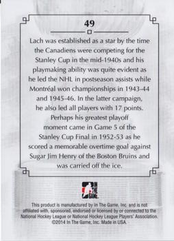 2013-14 In The Game Lord Stanley's Mug #49 Elmer Lach Back