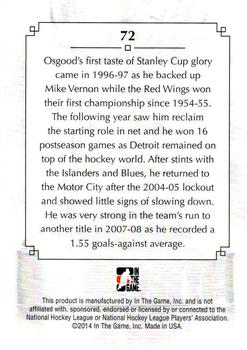 2013-14 In The Game Lord Stanley's Mug #72 Chris Osgood Back