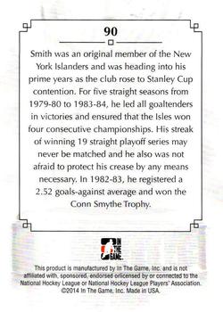 2013-14 In The Game Lord Stanley's Mug #90 Billy Smith Back