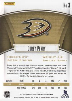 2013-14 Panini Rookie Anthology #3 Corey Perry Back