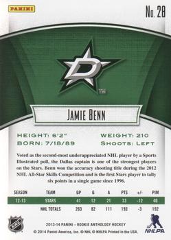 2013-14 Panini Rookie Anthology #28 Jamie Benn Back
