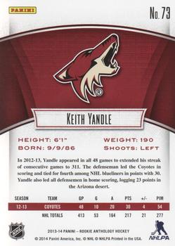 2013-14 Panini Rookie Anthology #73 Keith Yandle Back