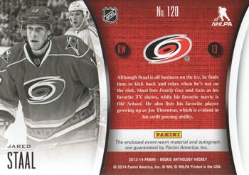 2013-14 Panini Rookie Anthology #120 Jared Staal Back