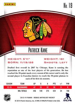2013-14 Panini Rookie Anthology #19 Patrick Kane Back