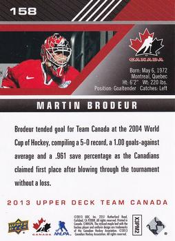 2013 Upper Deck Team Canada - Exclusive Red #158 Martin Brodeur Back