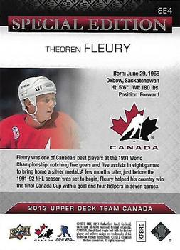 2013 Upper Deck Team Canada - Special Edition #SE4 Theoren Fleury Back