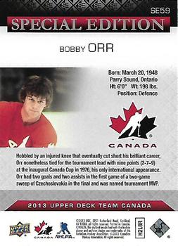2013 Upper Deck Team Canada - Special Edition #SE59 Bobby Orr Back