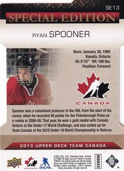 2013 Upper Deck Team Canada - Special Edition Gold Die Cut #SE13 Ryan Spooner Back
