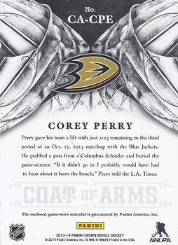 2013-14 Panini Crown Royale - Coat of Arms Materials #CA-CPE Corey Perry Back