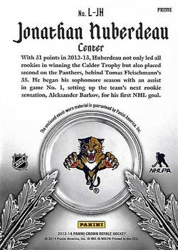 2013-14 Panini Crown Royale - Lords of the NHL Materials Prime #L-JH Jonathan Huberdeau Back