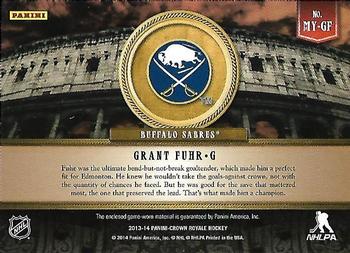2013-14 Panini Crown Royale - Mythology Materials #MY-GF Grant Fuhr Back