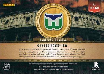 2013-14 Panini Crown Royale - Mythology Materials #MY-GH Gordie Howe Back