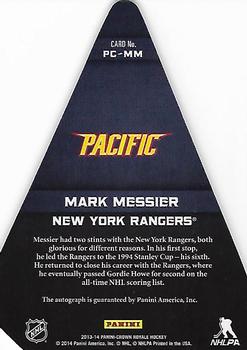 2013-14 Panini Crown Royale - Pacific's Choice Autographs Gold #PC-MM Mark Messier Back