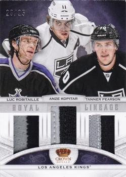 2013-14 Panini Crown Royale - Royal Lineage Materials Prime #RL-LAK Anze Kopitar / Luc Robitaille / Tanner Pearson Front