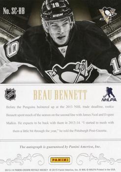 2013-14 Panini Crown Royale - Scratching the Surface Signatures #SC-BB Beau Bennett Back