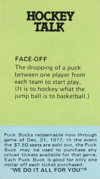 1977-78 McDonald's Puck Bucks Pittsburgh Penguins #NNO Pierre Larouche Back