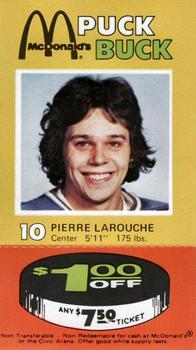 1977-78 McDonald's Puck Bucks Pittsburgh Penguins #NNO Pierre Larouche Front