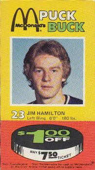 1977-78 McDonald's Puck Bucks Pittsburgh Penguins #NNO Jim Hamilton Front
