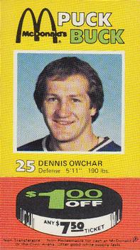 1977-78 McDonald's Puck Bucks Pittsburgh Penguins #NNO Dennis Owchar Front