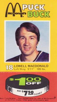 1977-78 McDonald's Puck Bucks Pittsburgh Penguins #NNO Lowell MacDonald Front