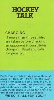 1977-78 McDonald's Puck Bucks Pittsburgh Penguins #NNO Blair Chapman Back