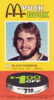1977-78 McDonald's Puck Bucks Pittsburgh Penguins #NNO Blair Chapman Front
