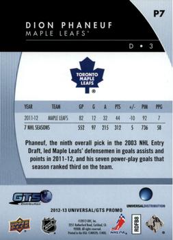 2012-13 Upper Deck Universal/GTS Promo #P7 Dion Phaneuf Back