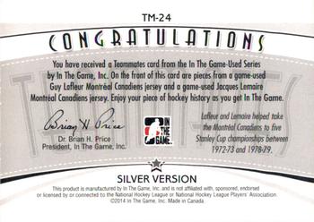 2013-14 In The Game Used - Teammates Jerseys Silver #TM-24 Guy Lafleur / Jacques Lemaire Back